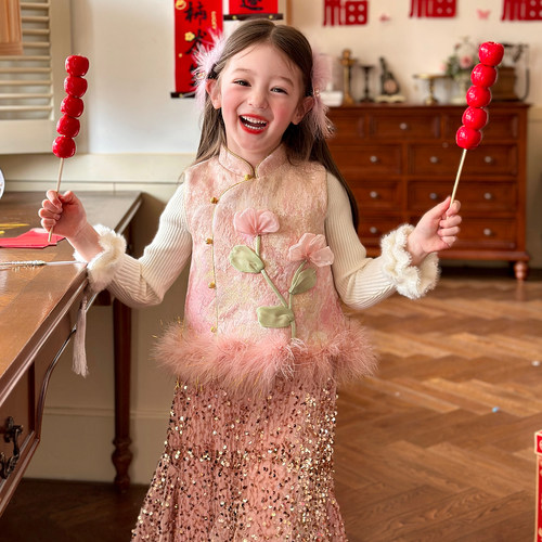 栀了成长记女童冬季夹棉马甲