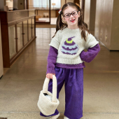 栀了成长记童装 女童撞色假两件毛衣2026春秋儿童百搭宽松针织上衣