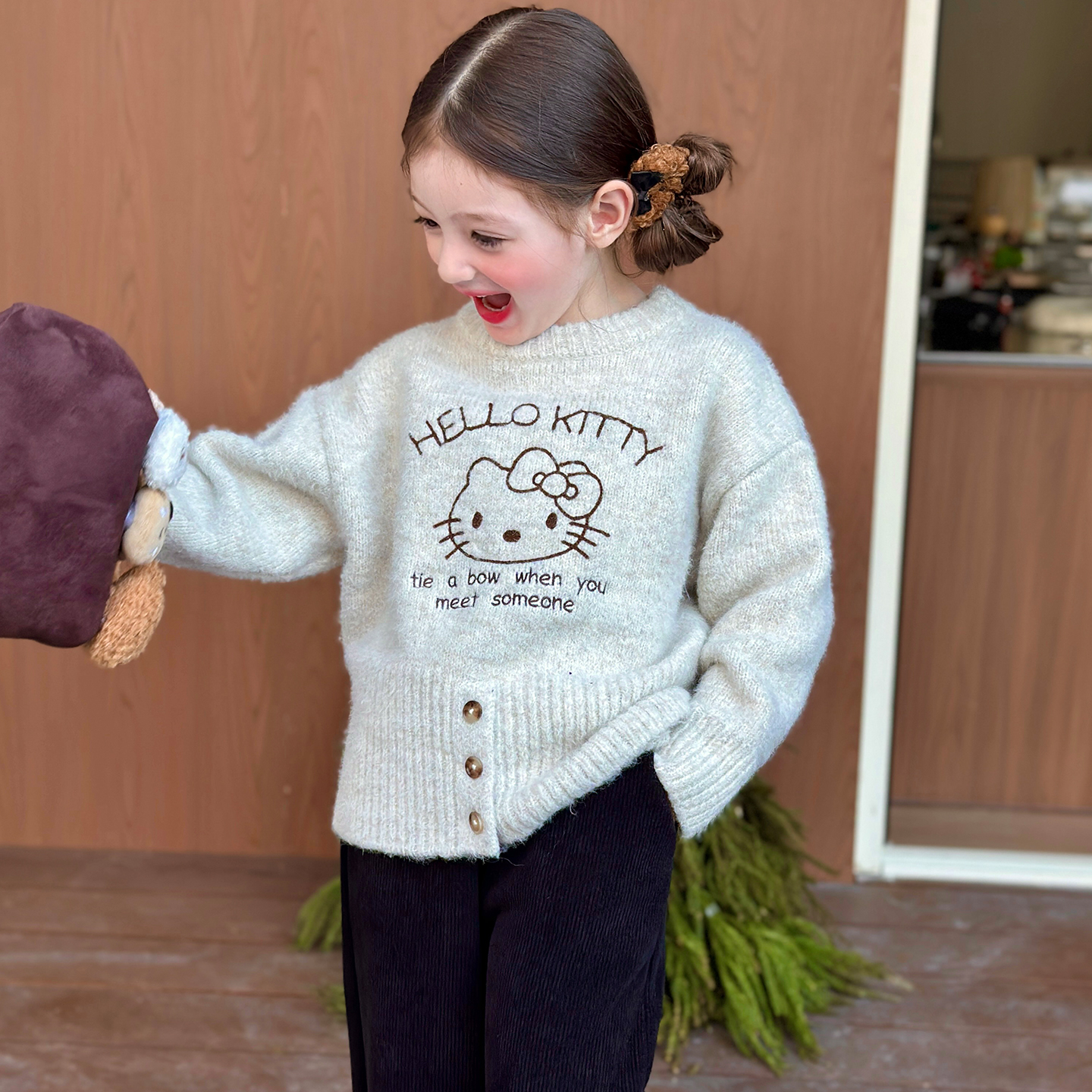 栀了成长记女童冬季仿貂毛毛衣