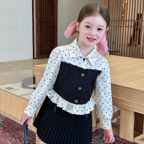 栀了成长记女童时髦衬衫