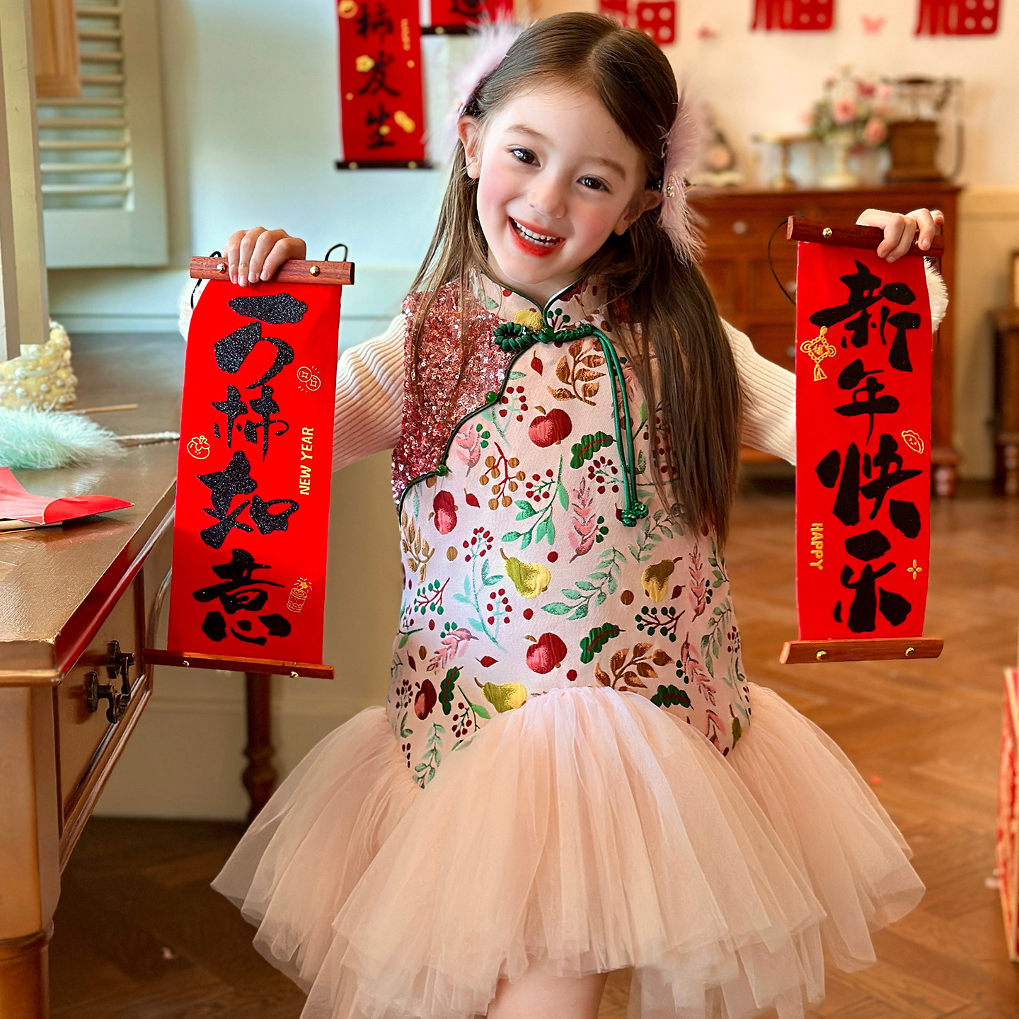 栀了成长记女童冬季国风连衣裙