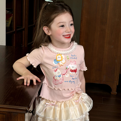 栀了成长记女童夏季可爱短袖上衣