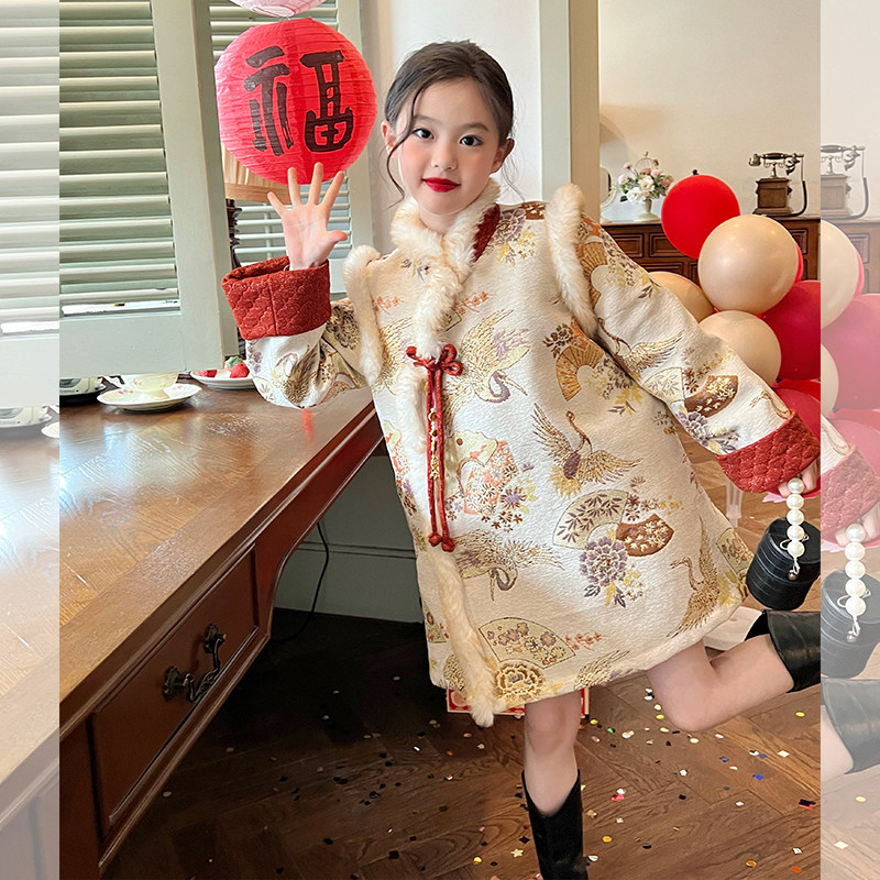 栀了成长记童装女童中国风夹棉连衣裙冬装儿童宝宝裙子新年拜年服,童装/婴儿装/亲子装,连衣裙,淘宝优惠券,粉丝福利购,淘宝优惠卷