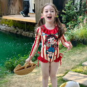 栀了成长记童装 女童卡通防晒泳衣夏儿童宝宝连体游泳衣防走光泳装