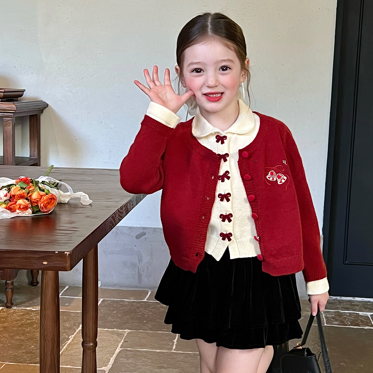 栀了成长记女童假两件毛衣