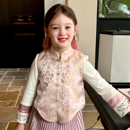 新款 提花夹棉马甲秋季 儿童宝宝国风背心 女童新中式 栀了成长记童装