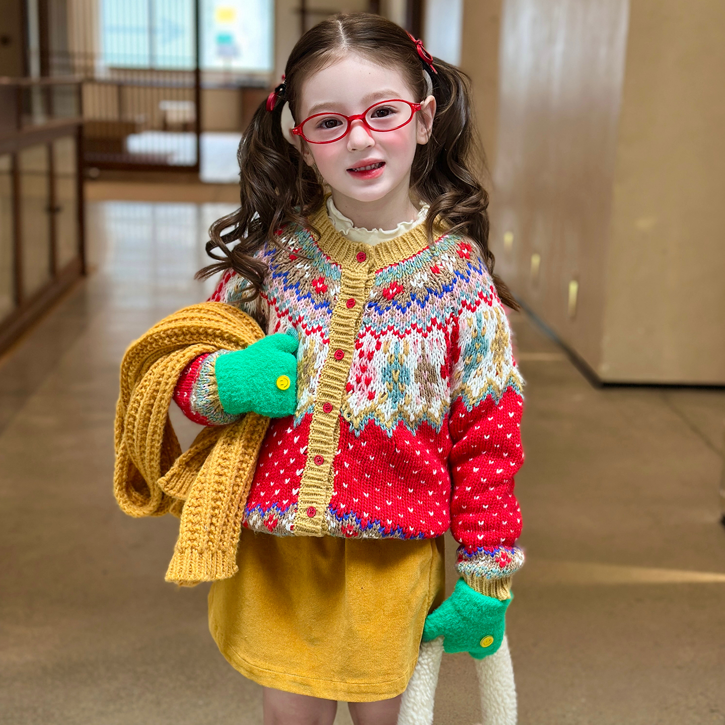 栀了成长记女童冬费尔岛圣诞毛衣