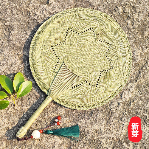草香手工蒲草扇子草编