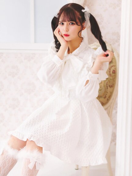 小回23秋冬新款 日系甜美提花立体蓬蓬连衣裙背心裙女