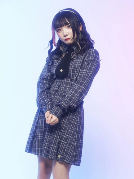 小回2023春季新款ANK日系修身显瘦格子女士外套裤裙学生长袖