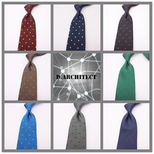 圆点领带 休闲时尚 D.Architect高档真丝编织纹8cm男士 波点商务正装