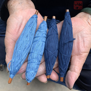 靛蓝线手工染多纱合股粗棉线婆婆手绕线团编织刺子绣线粗2mm