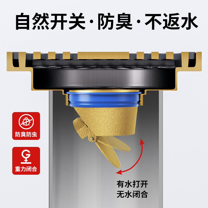 全铜防臭地漏防堵枪灰卫生间地漏