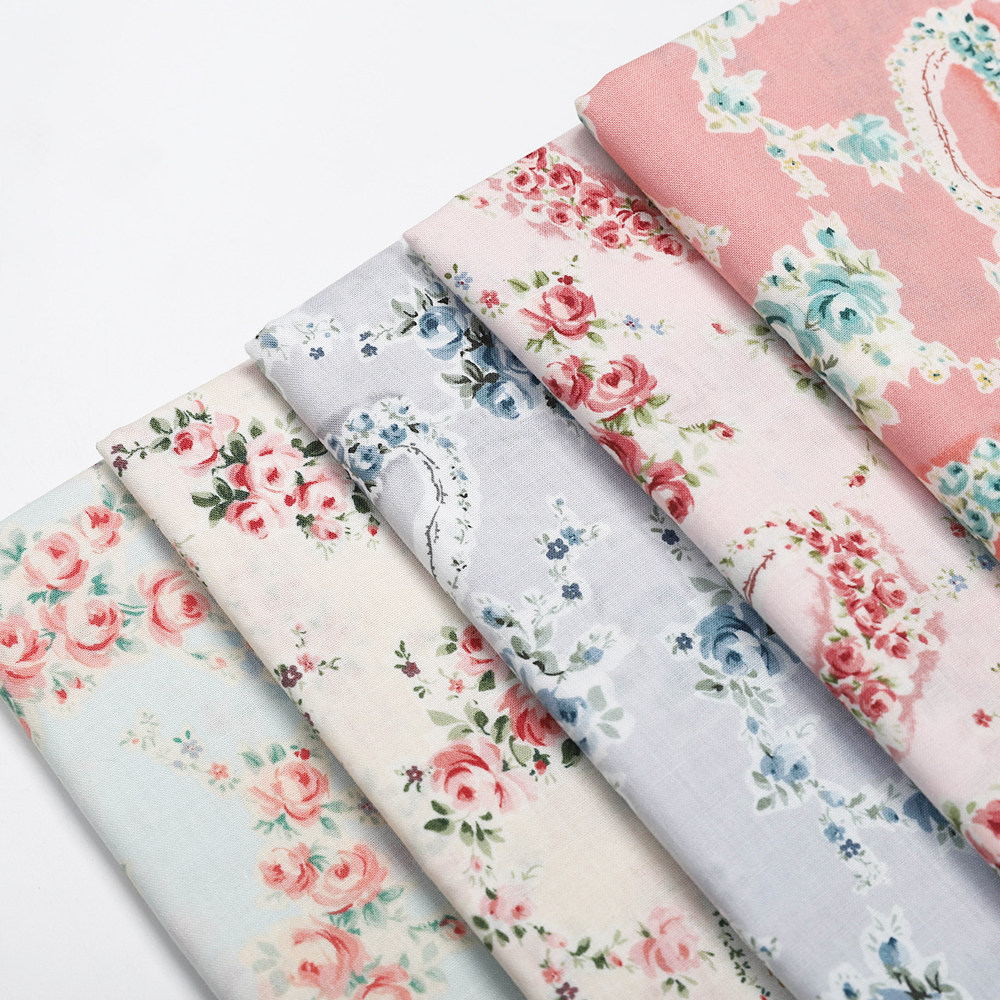 wwei 日本进口yuwa有轮平纹棉布清新花环花圈拼布lo裙娃衣diy布料