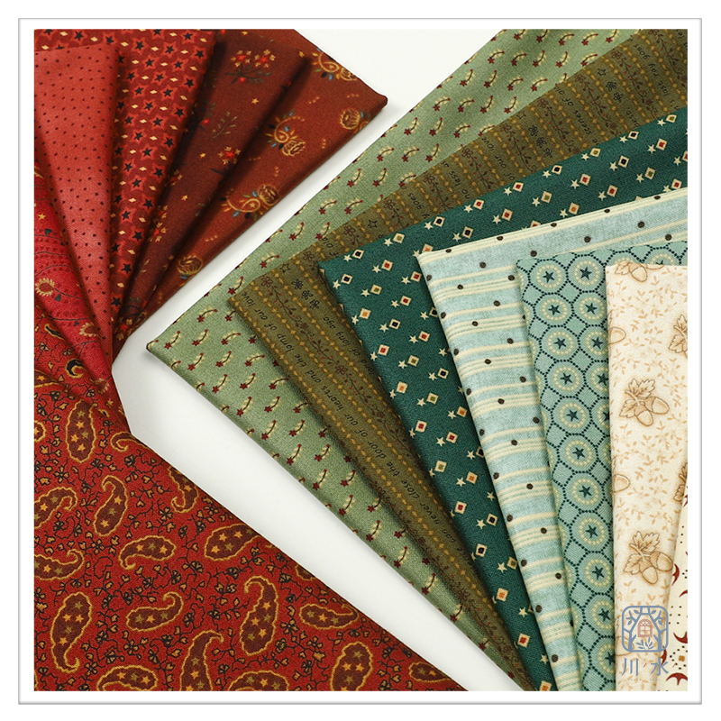 wwei韩国古风红绿花布料棉布料