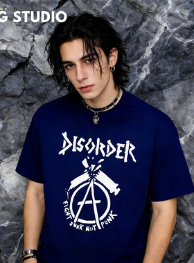 DISORDER摇滚短袖 英文潮流T恤   朋克文化主题T恤 全棉柔软衣服
