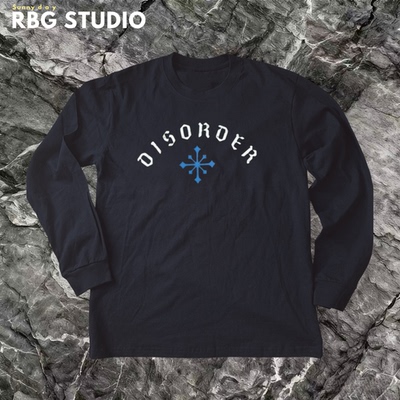 DISORDER街头运动英文潮流长袖男T  全棉舒适秋冬衣服 滑板长袖