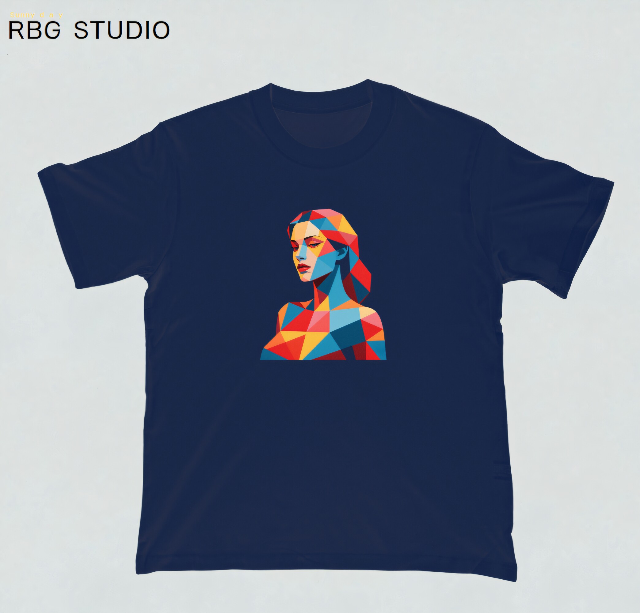 RBGSTUDIO2025潮流新款几何多彩女性轮廓图案短袖T恤百搭男女款