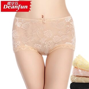 透气性感蕾丝透明网纱平角女内裤 薄款 蝶安芬2187夏季 4条装