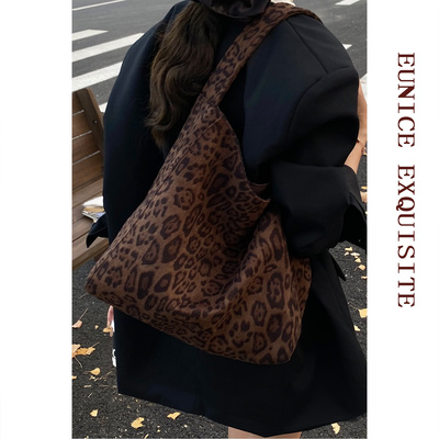 慵懒复古豹纹大容量托特女包