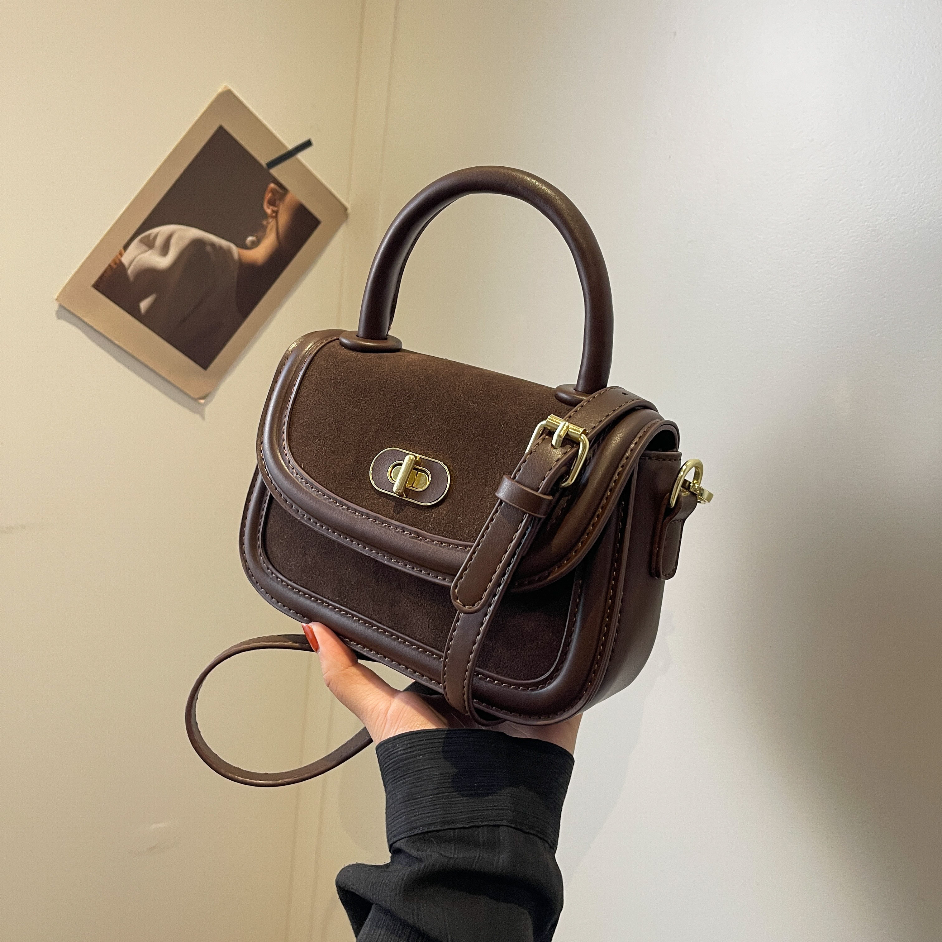 超火磨砂斜挎包包女款时尚百搭复古马鞍包高级感超好看手提小拎包