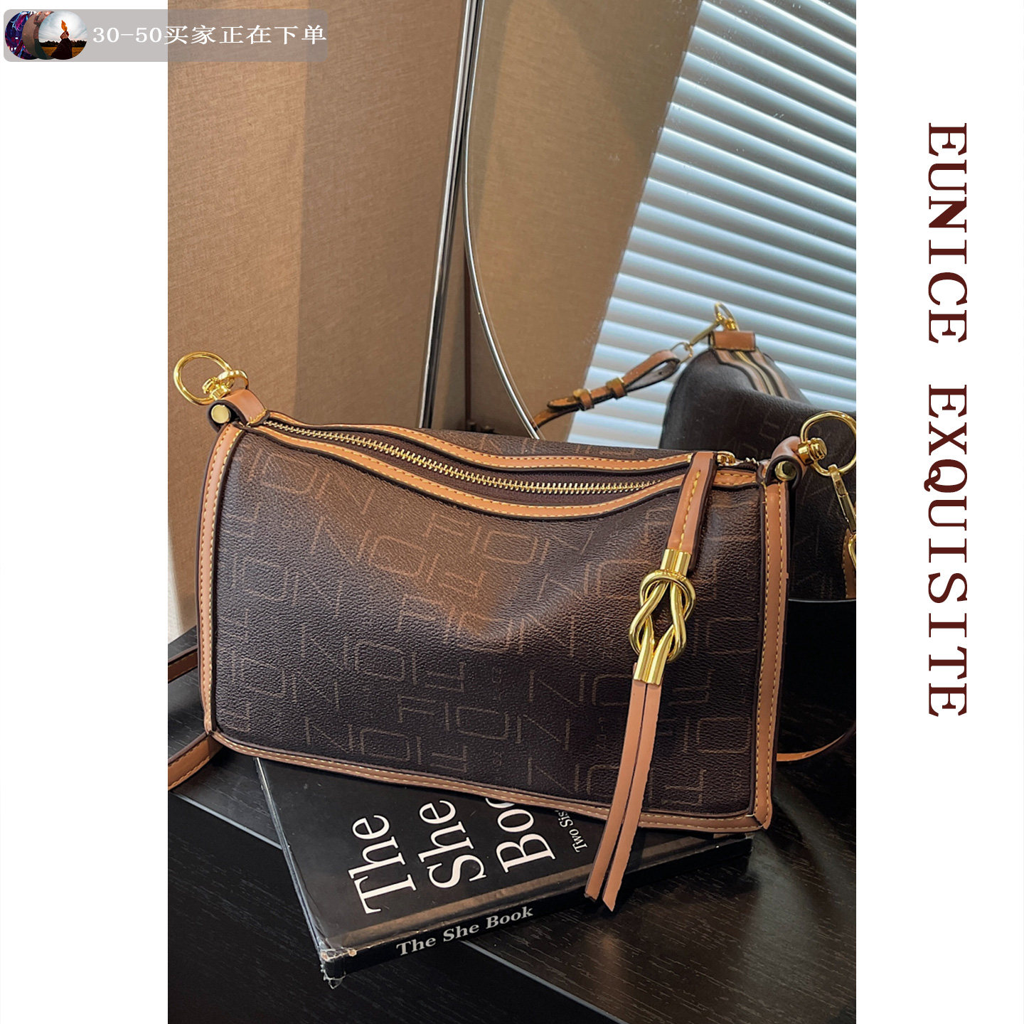 菲安妮同款老花枕头包包女款通勤腋下包大容量高级感单肩斜挎大包