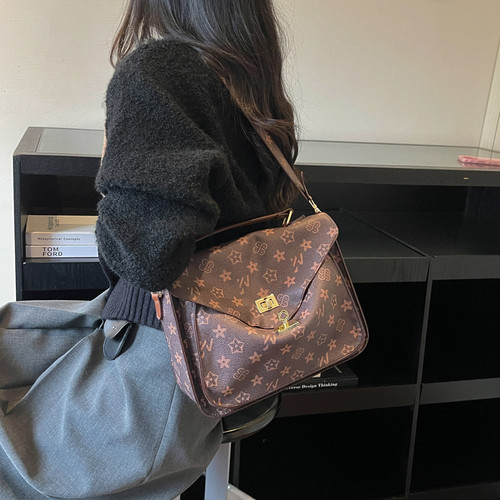 高级感复古印花轻奢手提斜挎女包