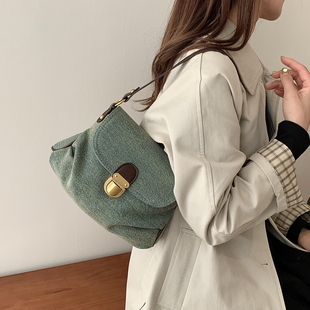 EUNICE 轻奢小众复古手提小拎包 EXQUISITE牛仔布单肩斜挎包包女款