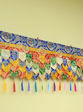 藏族特色佛堂墙面装饰五彩帷幔