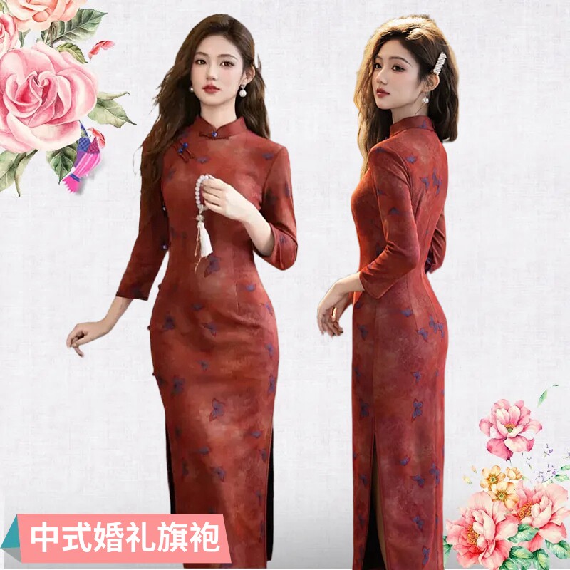 收腰显瘦婚宴敬酒妈妈装苏州旗袍