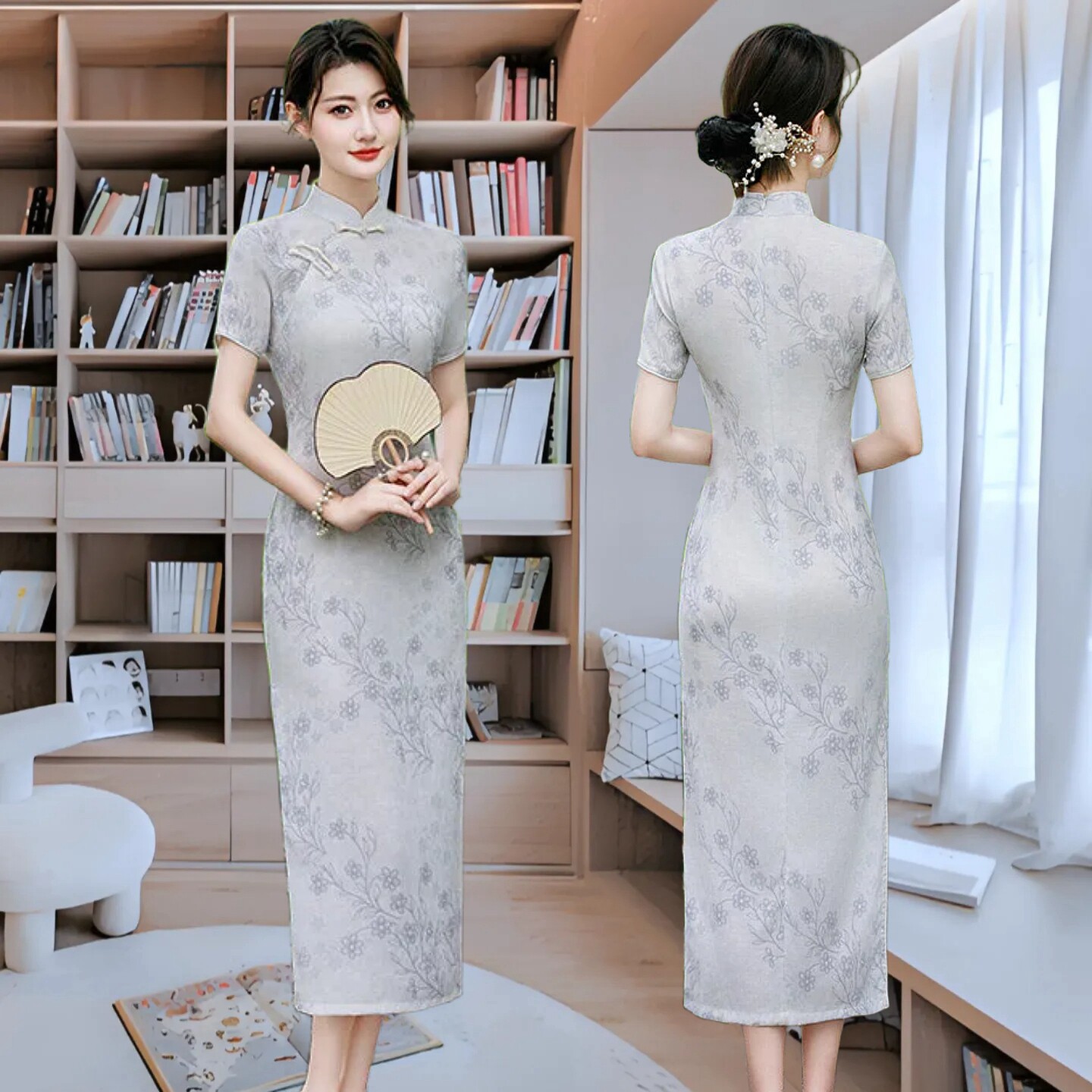 丝麻妈妈装日常苏州长款改良修身