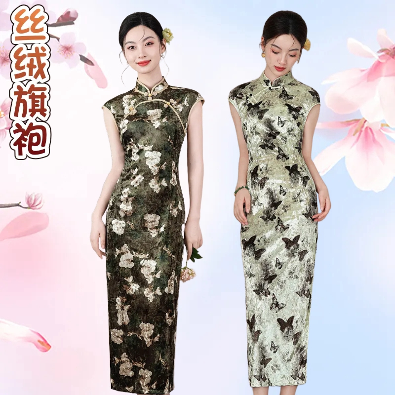丝麻高档新中式淑女范国风旗袍裙