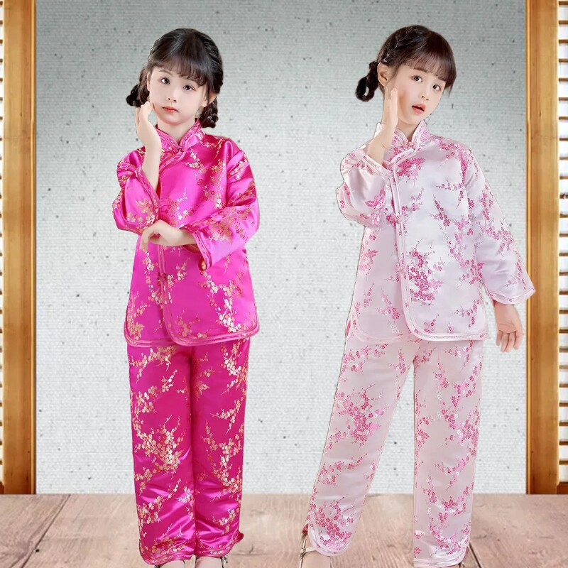 中国风小女孩女童上衣裤子儿童唐装复古新年拜年生日套装2026新款