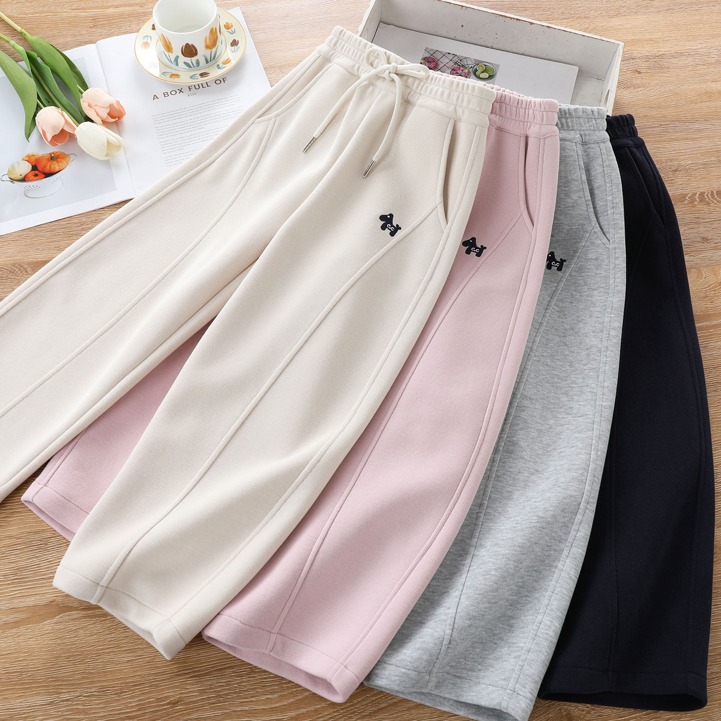 好版型女童显瘦弯刀裤春季2026新款儿童窄版直筒裤女孩运动裤卫裤