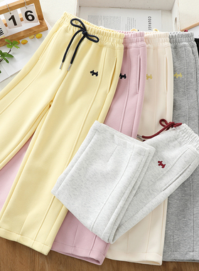 洋气女童窄版阔腿裤春秋2026新款中大童休闲直筒裤儿童卫裤运动裤