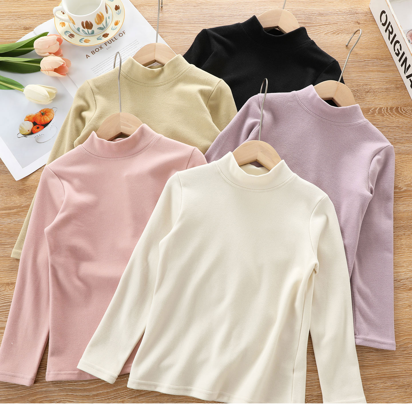 莱赛尔暖绒糯糯衣女童中领打底衫