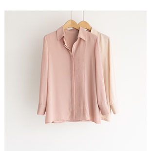 衬衫 衬衣女款 重工风琴压褶垂感长袖 爆款 女雪纺上衣女 2025新款