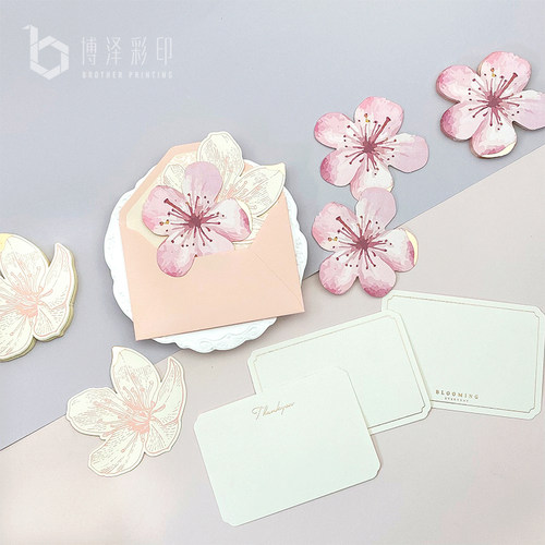 浪漫日系粉色少女博泽卡片樱花