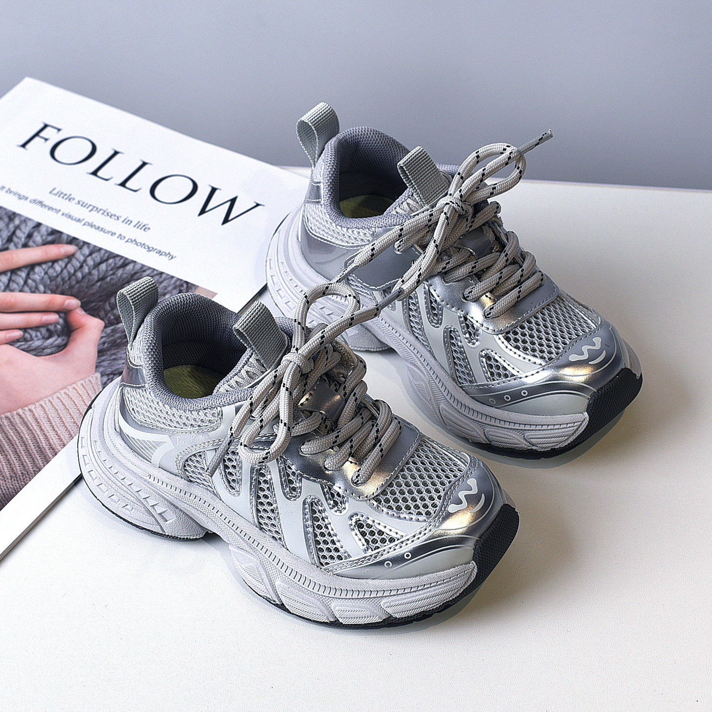 透气儿童网眼运动鞋子大女童老爹鞋男童单网鞋2025春夏季新款跑鞋