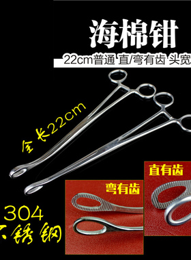 金钟 22cm 小号短号大头 医用 海绵钳 卵园钳 拔火罐 夹棉花 圈钳