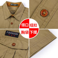 American-style casual workwear short-sleeved shirt for men, pure cotton 2025 summer top, multi-pocket casual and durable lining thumbnail 7