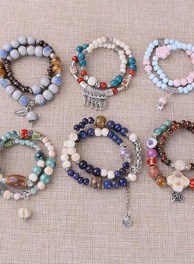 陶瓷手链女高级感串珠民族风手串