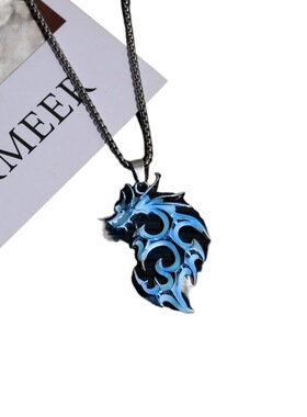 光火焰龙狼项链嘻哈男女ins个性蹦迪吊坠情侣设计感脖颈链潮