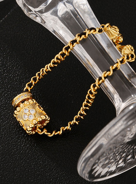 2024年新款小香风黑金编织设计小蛮腰手链中古轻奢微镶锆石手饰