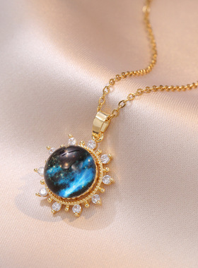 2025思潮秋季新款【钛钢项链】蓝色星球轻奢气质华丽满钻项链女式