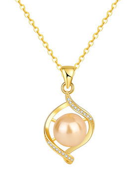 【工厂】新款锆石仿珍珠项链紫白10mm孔雀绿贝珠吊坠空托锁骨链女