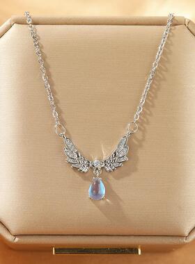 韩版设计天使翅膀项链钛钢女不褪色小众气质网红锁骨项饰品链