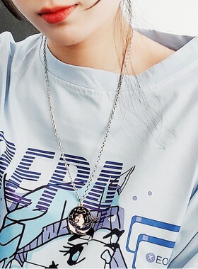 个性百搭彩色鲸鱼宇航员项链钛钢毛衣链ins吊坠链男情侣配饰女潮