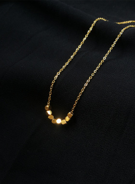 轻奢ins小众设计八方来财碎银子钛钢项链女时尚简约小方糖锁骨链