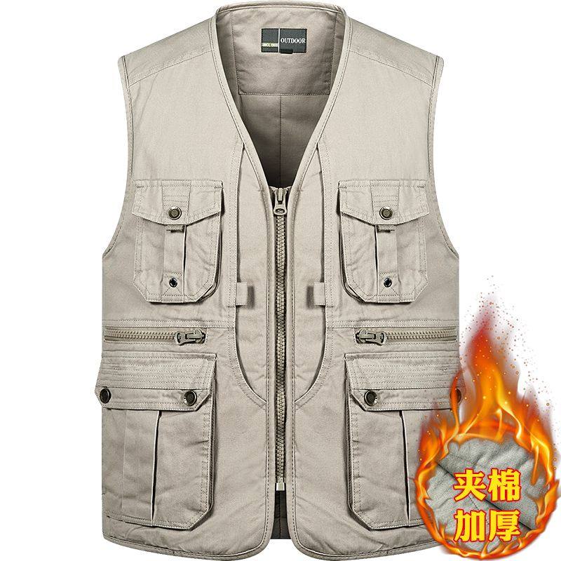 冬季加棉加厚马甲纯棉男士多口袋工装户外保暖背心马夹棉坎肩外套,男装,常规马甲,淘宝优惠券,粉丝福利购,淘宝优惠卷